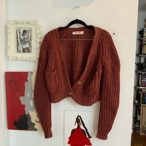 John Patrick Organic Cable Knit Cropped Sweater